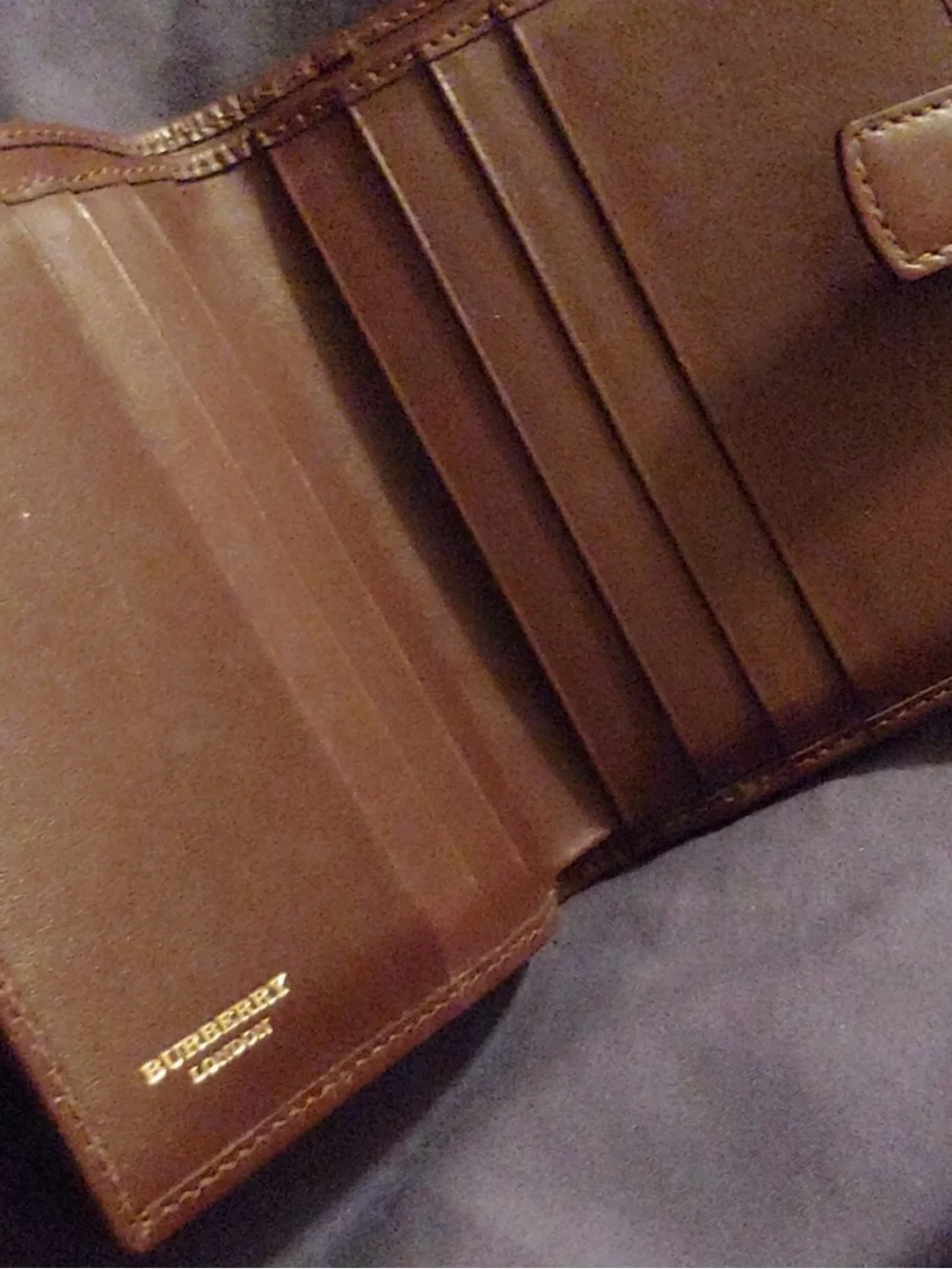 Burberry Brown Leather-Trim Plaid Wallet Clutch